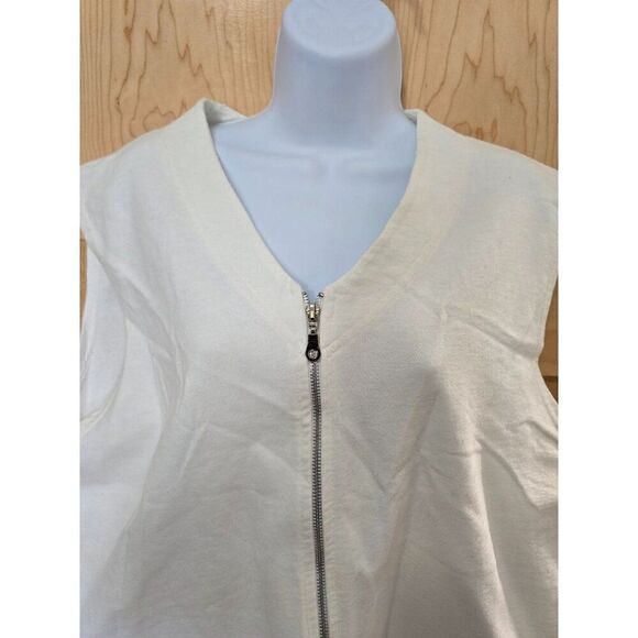 Womens Silverwear Ivory Cotton Sleeveless Zip-Up Vest Size L Swim cover - Picture 2 of 7